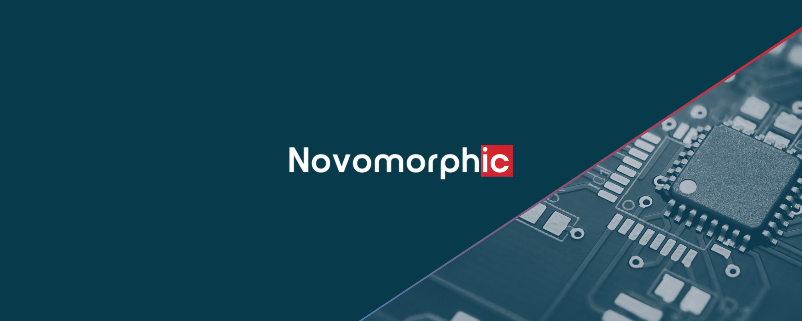 Novomorphic employer banner featuring logo and compound semiconductor image